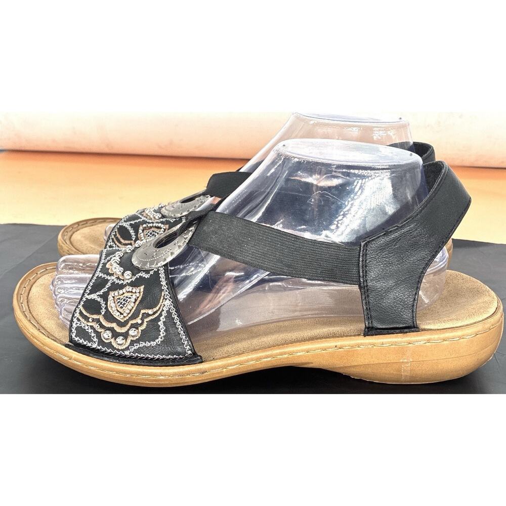 Reiker Antistress EU 40 US 9-9.5 Blk Embrdrd Slingback Comfort Sandals Boho - Picture 4 of 7
